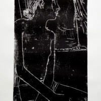 Mädchen (sitzend), 2012, Holzschnitt, 70 x 50 cm